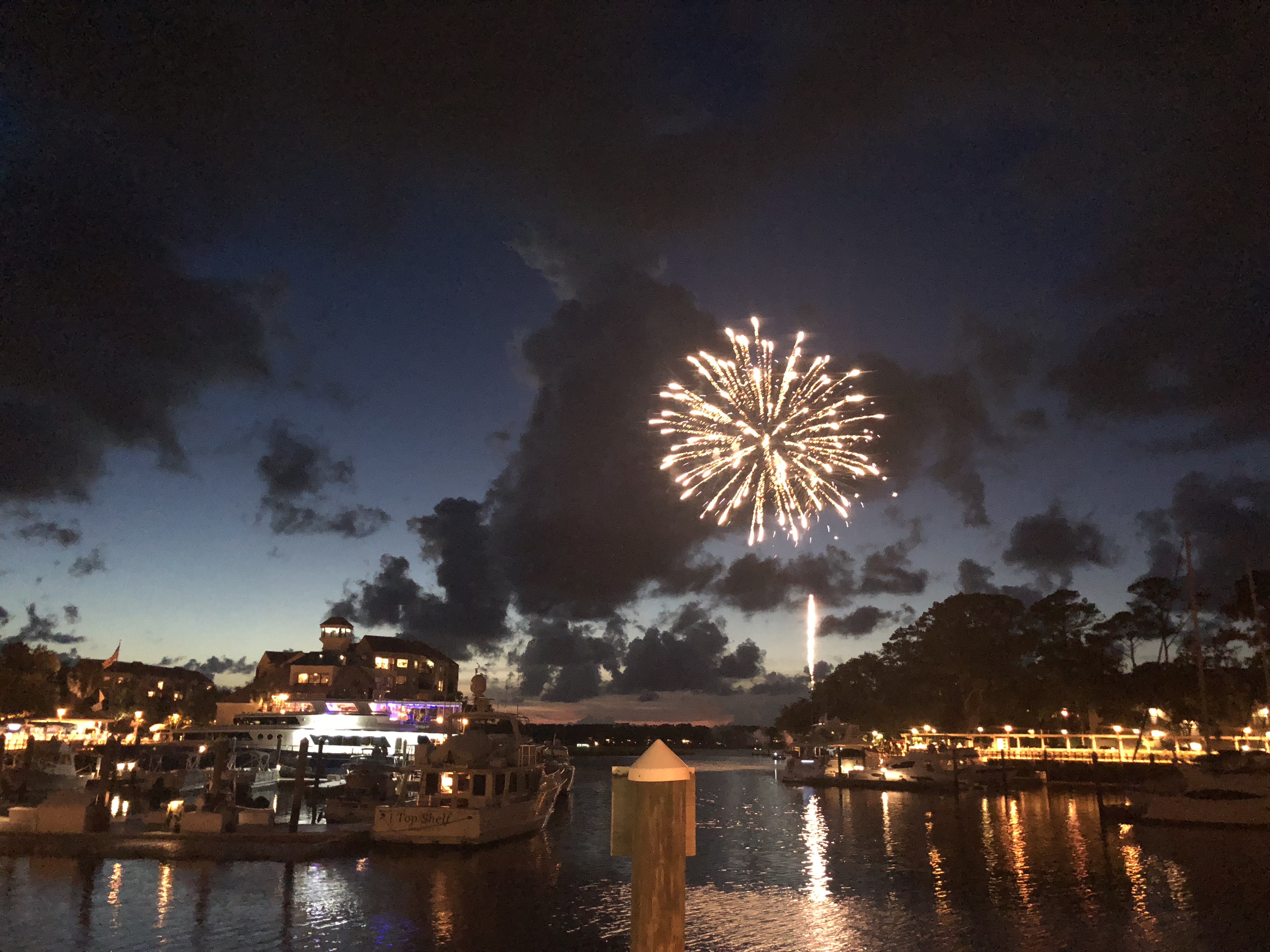 Fireworks in Shelter Cove Marina on Hilton Head Island, SC 2018
